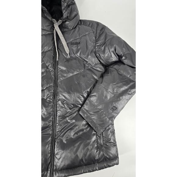 Orage Down Puffer Coat Metallic Gunmetal Mens Medium Hooded Quilted Lightweight - Picture 3 of 7